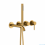 KFA MOZA BRUSHED GOLD zestaw wannowy podtynkowy z baterią 3-otworową 2-funkcyjną złoty szczotkowany 5039-411-31