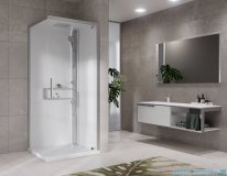 Novellini Glax 2 2.0 kabina z hydromasażem 90x90 prawa srebrna G22GF90DT1-1BB