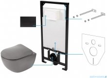 Deante Peonia Zero podtynkowy zestaw WC z miską + deską wolnoopadającą + przycisk czarny mat CDENDZPW