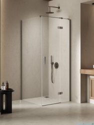 New Trendy Nesta Gunmetal Brushed kabina 100x80x200 cm prawa wspornik równoległy grafit szczotkowany/szkło przejrzyste K-4739
