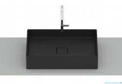 Roca Terra umywalka nablatowa 51x36 cm prostokątna Fineceramic czarny mat A32787Z080