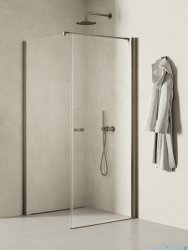 New Trendy New Soleo Gunmetal Brushed 90x80x195 cm kabina wspornik prosty grafit szczotkowany/szkło przejrzyste K-2138-WP
