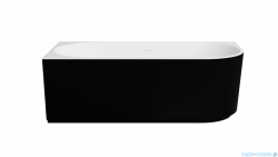 Besco Denaya B&W 150x75cm lewa wanna wolnostojąca przyścienna ryflowana akrylowa + syfon klik-klak chrom #WASB-150DLC