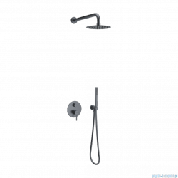 Excellent PI zestaw prysznicowo-wannowy podtynkowy 3 funkcyjny z deszczownicą 25 cm grafit szczotkowany AREX.SET.1247AB