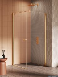 New Trendy New Soleo Gold Brushed 80x80x195 cm kabina wspornik prosty złoto szczotkowane/szkło przejrzyste K-4177-WP