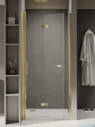 New Trendy New Soleo Light Gold drzwi wnękowe bifold 90x195 cm lewe złoty połysk/szkło przejrzyste D-0464A