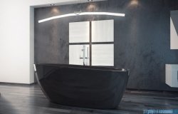Besco Goya XS Black 142x62cm wanna wolnostojąca czarna konglomeratowa + odpływ klik-klak #WMD-140-GB