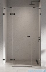 New Trendy Eventa Black Chrome drzwi wnękowe pojedyncze z dodatkową ścianką 130x200 cm przejrzyste lewe czarny połysk EXK-6139