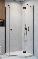 Radaway Essenza 8 Black Ptj kabina pięciokątna 80x90cm prawa czarny mat/szkło przejrzyste 10490000-54-01R/10490400-01-01