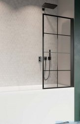 Radaway Nes 8 Black Pnj I Factory parawan nawannowy 70cm prawy czarny mat/szkło przejrzyste 10061070-54-55R