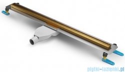 New Trendy Visio Slim Gold Brushed odpływ liniowy z rusztem szczotkowanym w kolorze złotym 100x3,2 cm OL-0085