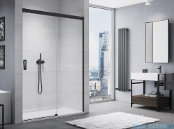 SanSwiss Cadura Black Line drzwi przesuwne 180cm jednoskrzydłowe prawe z polem stałym profile czarny mat CAS2D1800607