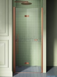 New Trendy New Soleo Copper Brushed drzwi wnękowe bifold 120x195 cm lewe miedź szczotkowana/szkło przejrzyste D-0507A