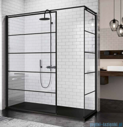 Novellini Kuadra H kabina walk-in pasy 180x120cm czarna KUADH120-82H/KUADH120-82H/KUADHSF-H