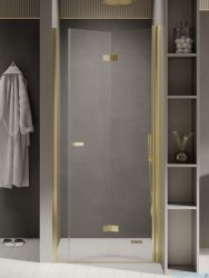 New Trendy New Soleo Light Gold drzwi wnękowe bifold 120x195 cm prawe złoty połysk/szkło przejrzyste D-0469A