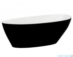 Besco Goya XS B&W 142x62cm wanna wolnostojąca biało-czarna MATOWA+ odpływ klik-klak chrom czyszczony od góry #WMMC-140GKC