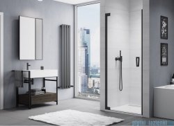 SanSwiss Cadura Black Line drzwi wahadłowe 100cm jednoczęściowe lewe z profilem przyściennym czarny mat CA1CG1000607