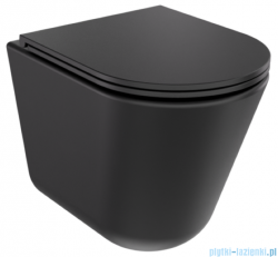 Besco Laax Ergo Matt Black miska WC wisząca + deska wolnoopadająca Laax Black czarny matt  #ZLAE-C-DLC