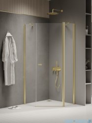 New Trendy New Soleo Light Gold 80x80x195 cm kabina pięciokątna wspornik skośny złoty połysk/szkło przejrzyste K-1663