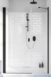 Radaway Nes 8 Black Dws I drzwi wnękowe 120cm W3 lewe czarny mat szkło przejrzyste 10078100-54-01R/10078113-01-01