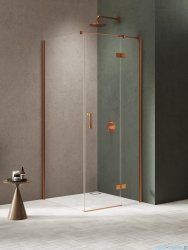 New Trendy Nesta Copper Brushed kabina 100x100x200 cm prawa wspornik równoległy miedź szczotkowana/szkło przejrzyste K-4635