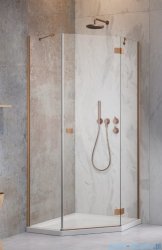 Radaway Essenza Ptj Brushed Copper kabina pięciokątna 80x90cm prawa szczotkowana miedź 1385010-93-01R/1385052-01-01
