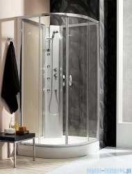Quattra Radaway Kabina półokrągła 925×925 szkło grafitowe, przejrzyste + brodzik + panel 33003-01-05N,33103-01-01N