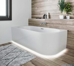 Riho Desire Corner LED wanna asymetryczna Riho Fall napełnianie przez przelew z oświetleniem prawa 184x84cm B087008005