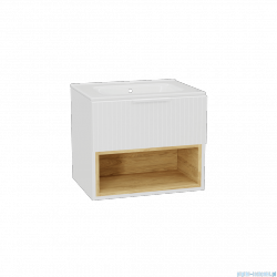 Excellent Tuto 2.0 szafka wisząca z umywalką PIK front ryflowany 60x50x46,5 cm biała MLEX.2171.K.60.0365.WHWH