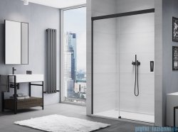 SanSwiss Cadura Black Line drzwi przesuwne 160cm jednoskrzydłowe lewe z polem stałym profile czarny mat CAS2G1600607