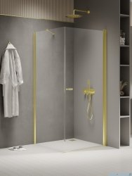 New Trendy New Soleo Light Gold 100x120x195 cm kabina wspornik skośny złoty połysk/szkło przejrzyste K-1850