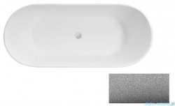 Besco Moya 160x68cm wanna wolnostojąca Glam Srebrna konglomeratowa + syfon klik-klak chrom #WMD-160-MS