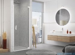 SanSwiss Cadura White Line drzwi wahadłowe 80cm jednoczęściowe prawe z profilem przyściennym biały mat CA1CD0800907