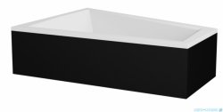 Besco Intima Duo 180x125cm wanna asymetryczna lewa + obudowa CZARNY mat + CZARNY syfon #WAID-180-NL/OAID-180-NSC/19977