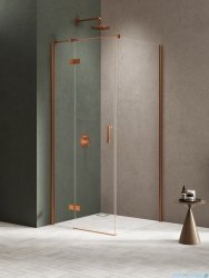 New Trendy Nesta Copper Brushed kabina 90x90x200 cm lewa wspornik równoległy miedź szczotkowana/szkło przejrzyste K-4598