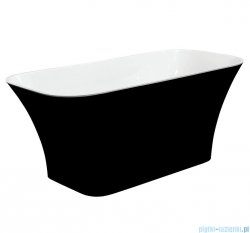 Besco Assos S-Line 160x70cm wanna biało-czarna wolnostojąca + syfon klik-klak biały czyszczony od góry #WMD-160ABWB
