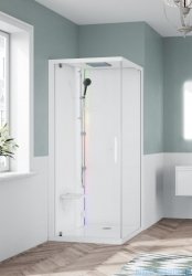 Novellini Glax 1 2.0 kabina z sauna parową 80x80 lewa biała G21GF80SM5-1UU