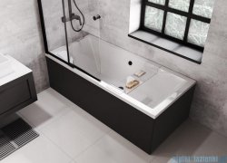 Besco Quadro 170x75cm wanna prostokątna + obudowa CZARNY mat + syfon CZARNY #WAQ-170-PK/#OAQ-170-PKC/19977