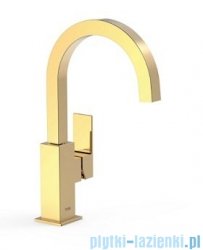 Tres CUADRO Bateria umywalkowa wysoka z boczną dźwignią złota 00660602OR