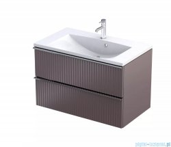 Oristo Etna szafka podumywalkowa wisząca Ryflowana 80x50x45 mokka mat OR52-SD2S-80-21R