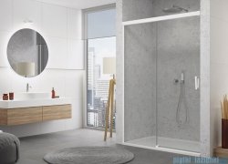 SanSwiss Cadura White Line drzwi przesuwne 140cm jednoskrzydłowe lewe z polem stałym profile biały mat CAS2G1400907