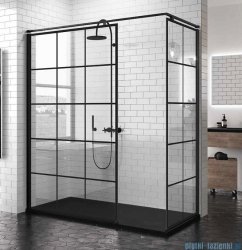 Novellini Kuadra H kabina walk-in kwadraty 180x80cm czarna KUADH120-81H/KUADH80-81H/KUADHSF-H
