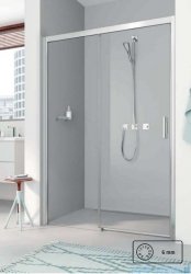 Kermi Pega drzwi przesuwne 1-skrzydłowe z jednym polem stałym 120 cm lewe  przejrzyste PED2L12020VPK
