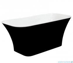 Besco Assos 160x70cm wanna biało-czarna wolnostojąca + syfon klik-klak złoty czyszczony od góry #WMD-160-AWG