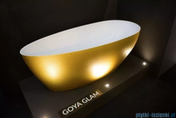 Besco Goya Glam złota 160x70cm wanna wolnostojąca konglomeratowa + odpływ klik-klak #WMD-160-GZ