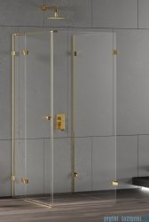 New Trendy Eventa Gold Shine kabina prysznicowa przyścienna z drzwiami bocznymi 100x80x200 cm przejrzyste lewe Złoty połysk EXK-4820