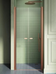 New Trendy New Soleo Copper Brushed 70x195 cm drzwi wnękowe dwuskrzydłowe miedź szczotkowana/szkło przejrzyste D-0493A