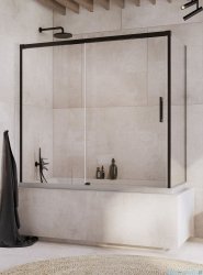 Radaway Idea Black Pn Dwj+S parawan nawannowy 150x80cm lewy czarny mat/szkło przejrzyste 10042150-54-01L/10005080-54-01R