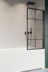 Radaway Nes Black Pnj Factory parawan nawannowy 100cm prawy czarny mat/szkło przejrzyste 10011100-54-55R