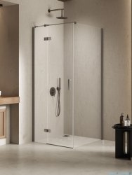 New Trendy Nesta Gunmetal Brushed kabina 80x120x200 cm lewa wspornik równoległy grafit szczotkowany/szkło przejrzyste K-4701